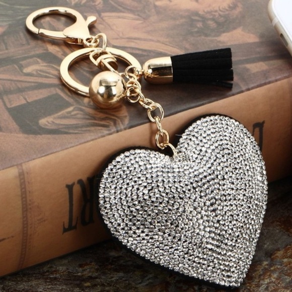sbfashions Accessories - DiamondGlitterCrystalHeartKeychainPurseCharm